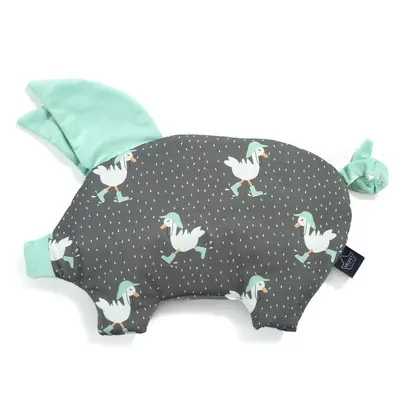 La Millou - Luxusní dětský polštářek Sleepy Pig Pillow Velvet - Dancing in the rain Dark/Mint