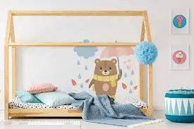 Samolepky na zeď - Velký méďa s deštníkem