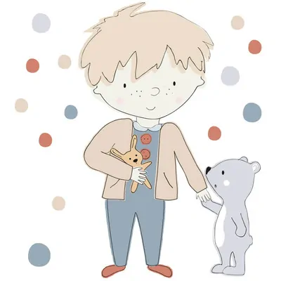 Samolepky na zeď - Teddy, šedý