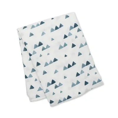 Lulujo Bambusovo-mušelínová zavinovačka/plena - Navy triangles 120x120 cm