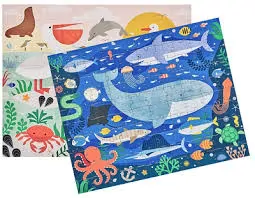 Oboustranné puzzle 2v1 Petit Collage - Ocean, 50 ks