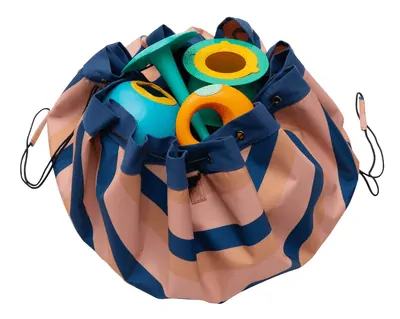 Nepromokavý vak na hračky/podložka na hraní Play&Go - Outdoor Mokka stripes