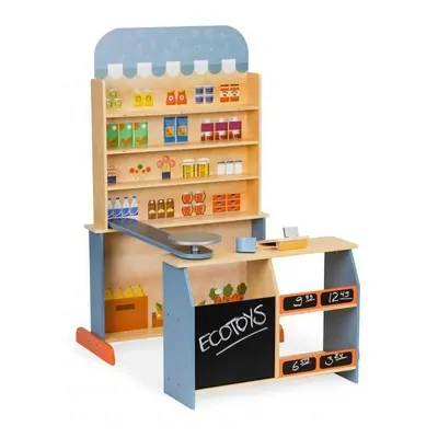Velký dřevěný supermarket Ecotoys