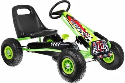 Šlapací motokára A15, zelená - nafukovací kola, nosnost 30kg