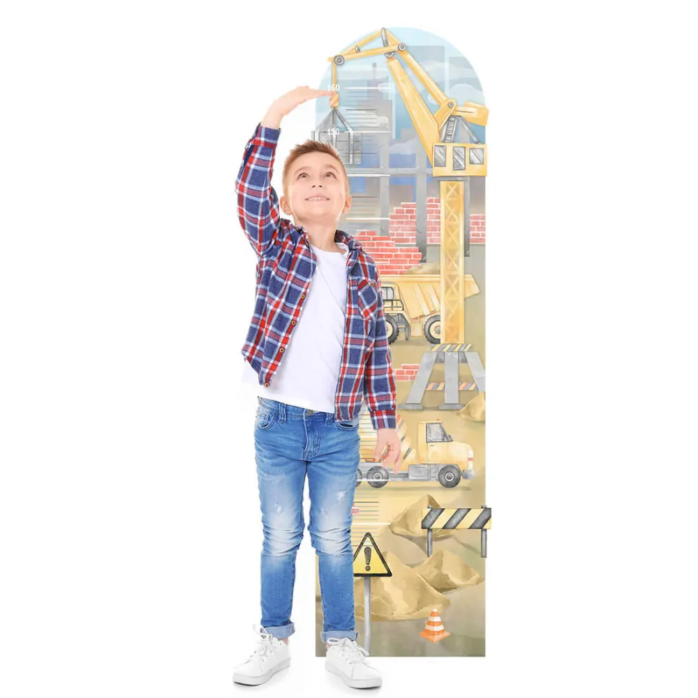 Samolepka na zeď metr - Stavební stroje, žluté