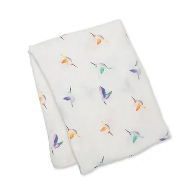 Lulujo Bambusovo-mušelínová zavinovačka/plena - Colibri 120x120 cm