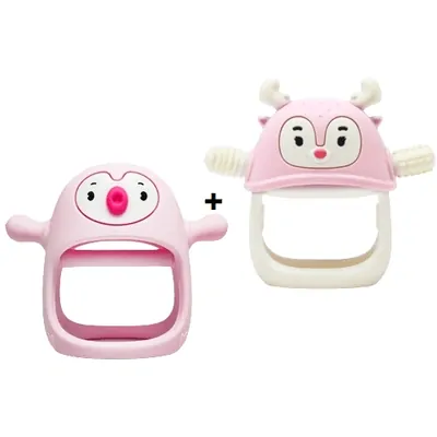 Smily Mia Sada kousátek Sob a Tučňák - Light pink