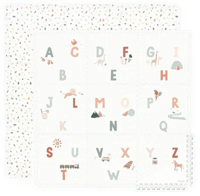 Play&Go Pěnové puzzle, oboustranná hrací podložka/úložný box/hrací domeček 3v1 - Alphabet/Terrayyo