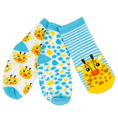 Zoocchini - Protiskluzové ponožky set 3 ks - Žirafa, 0-24m.