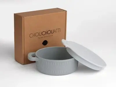 Chouchouatti Silikonová miska s víkem - Gray