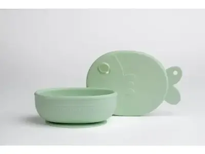 Chouchouatti Silikonová miska s přísavkou - Fish, mint