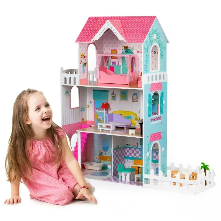 Velký domeček pro panenky se zahrádkou Ecotoys