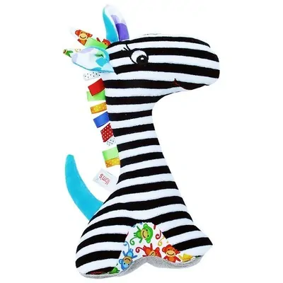 Mom´s Care Edukační hračka s chrastítkem - pruhovaná žirafa
