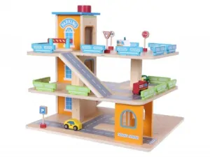 Dřevěná garáž s výtahem + auta EcoToys