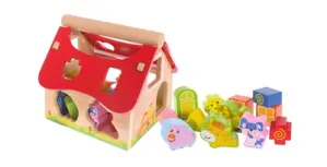 Dřevěná farma s vkládacími kostkami EcoToys