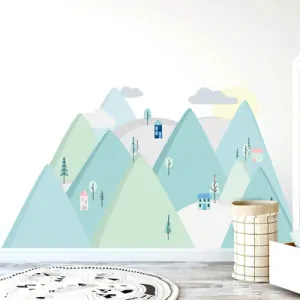 Samolepky na zeď - Hory - mátové, vel. L 180 x 90 cm