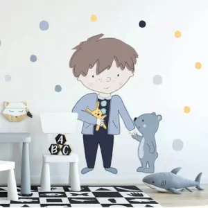 Samolepky na zeď - Teddy, světle modrý