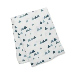 Lulujo Bambusovo-mušelínová zavinovačka/plena - Navy triangles 120x120 cm