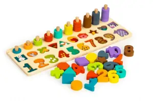 Dřevěné počítadlo, číslice a tvary Ecotoys