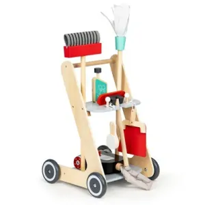 Dřevěný úklidový vozík s doplňky - Ecotoys