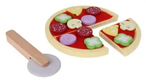 Dřevěná pizza na krájení Ecotoys