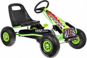 Šlapací motokára A15, zelená - nafukovací kola, nosnost 30kg