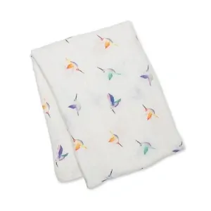 Lulujo Bambusovo-mušelínová zavinovačka/plena - Colibri 120x120 cm