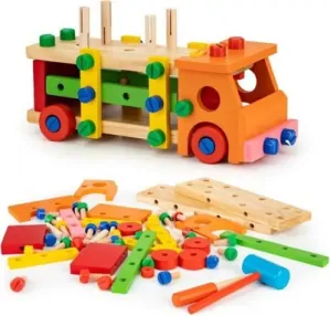 Dřevěná stavebnice Ecotoys - 58 ks