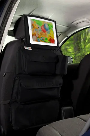 TULOKO Kapsář do auta pro děti + držák na tablet - černý