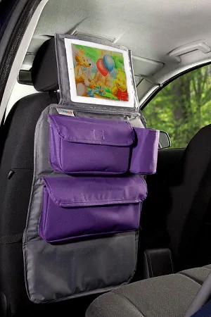 TULOKO Kapsář do auta pro děti + držák na tablet - fialový