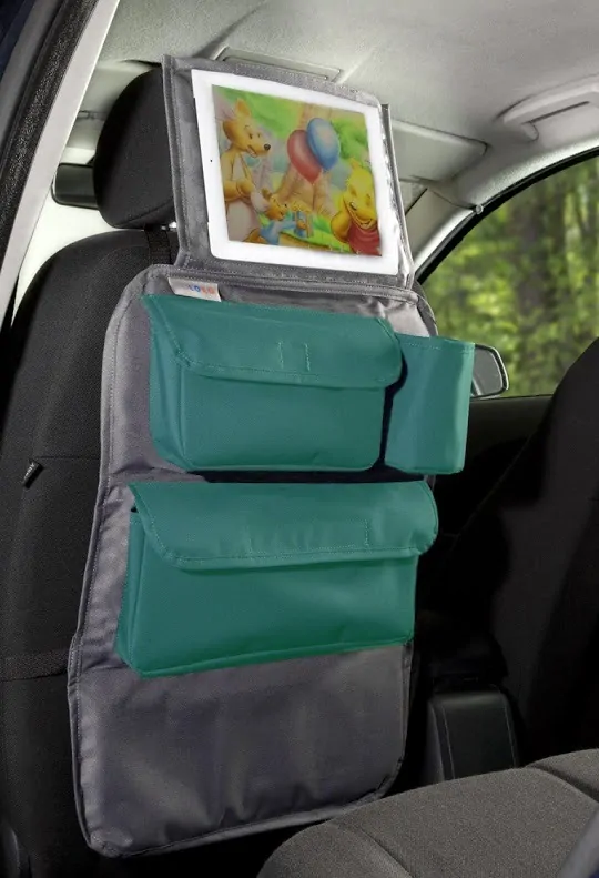 TULOKO Kapsář do auta pro děti + držák na tablet - tyrkysový