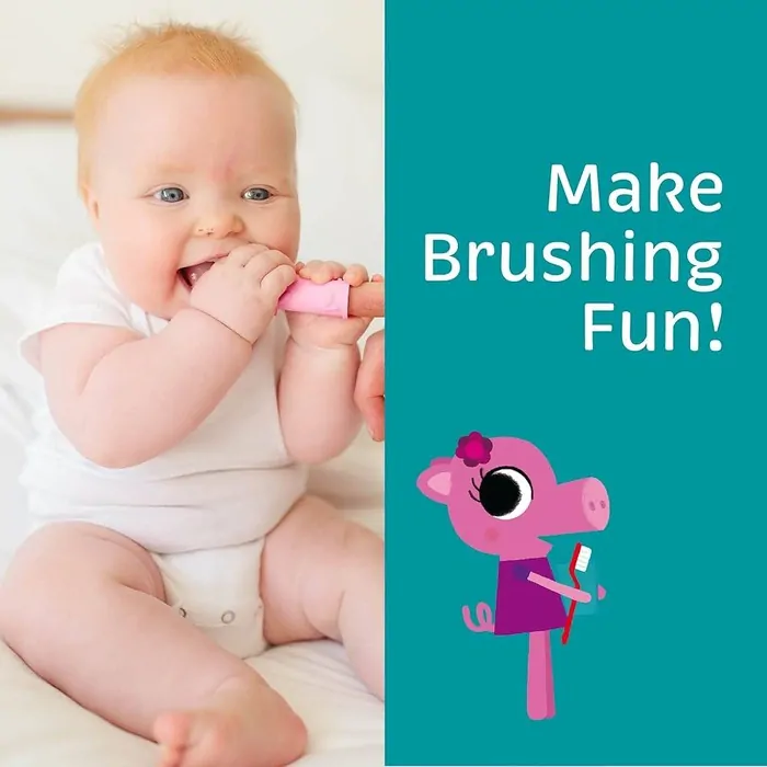 The Brushies Silikonový zubní kartáček - Pinky Pig
