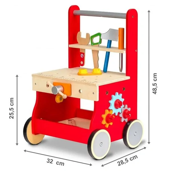 Eco Toys - Dřevěné chodítko s montážním stolem
