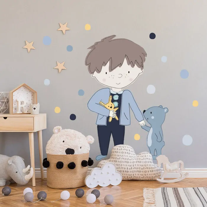 Samolepky na zeď - Teddy, světle modrý