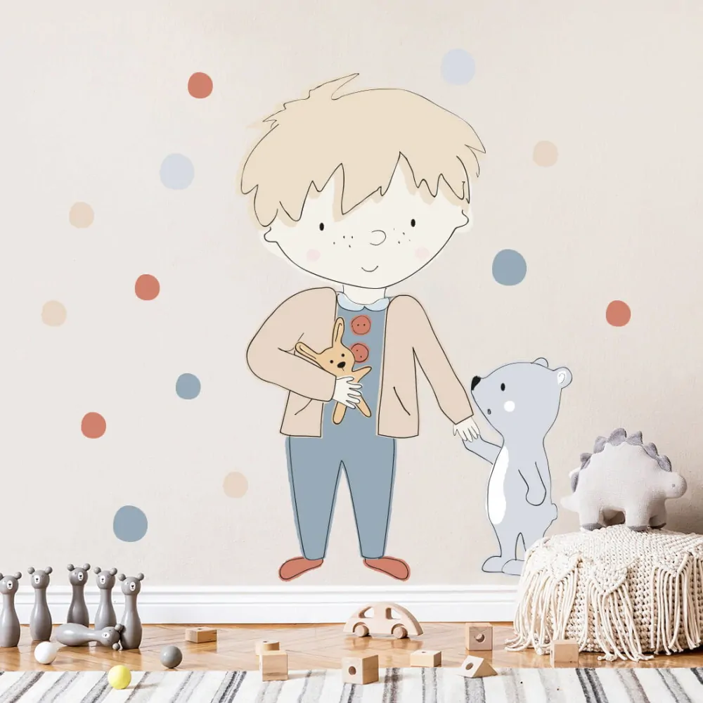 Samolepky na zeď - Teddy, šedý