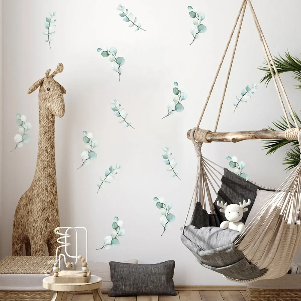 Samolepky na zeď - Zelené větvičky Boho style
