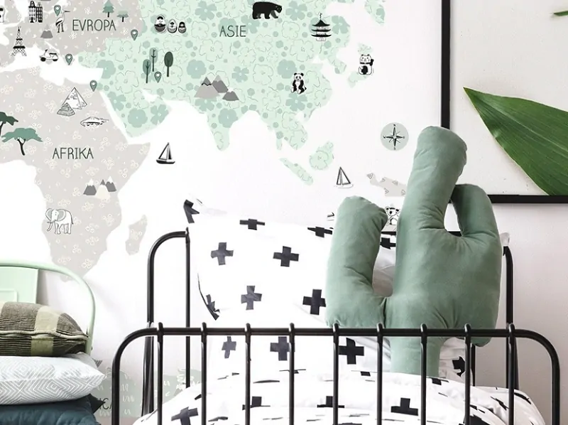 Samolepky na zeď - Mapa světa - zelená, velikost S (90 x 60 cm)