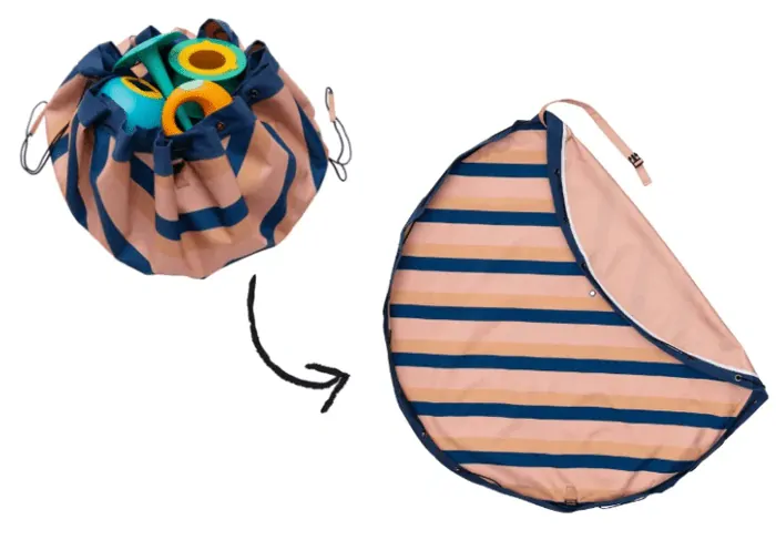 Nepromokavý vak na hračky/podložka na hraní Play&Go - Outdoor Mokka stripes