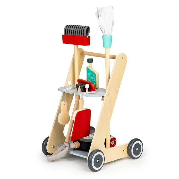 Dřevěný úklidový vozík s doplňky - Ecotoys