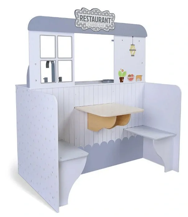 Velká dřevěná kuchyň s restaurací a posezením 2v1 - Ecotoys