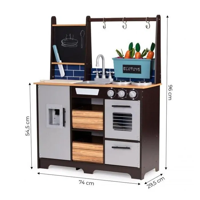 Velká dřevěná kuchyň s doplňky Ecotoys