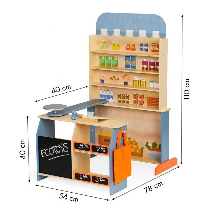 Velký dřevěný supermarket Ecotoys