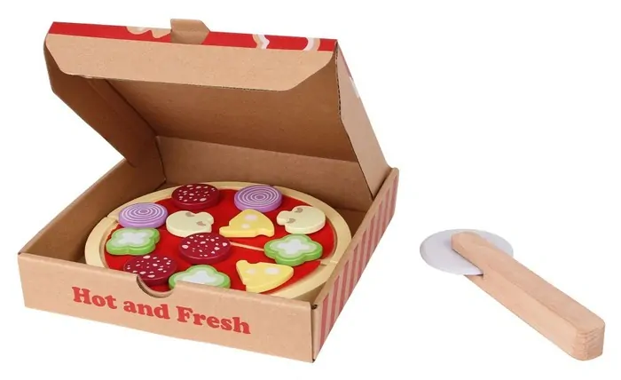 Dřevěná pizza na krájení Ecotoys