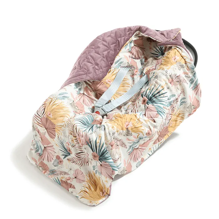 La Millou Zavinovací deka do autosedačky Boho Palms Light/Velvet French Lavender