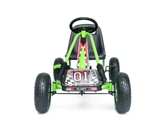 Šlapací motokára A15, zelená - nafukovací kola, nosnost 30kg