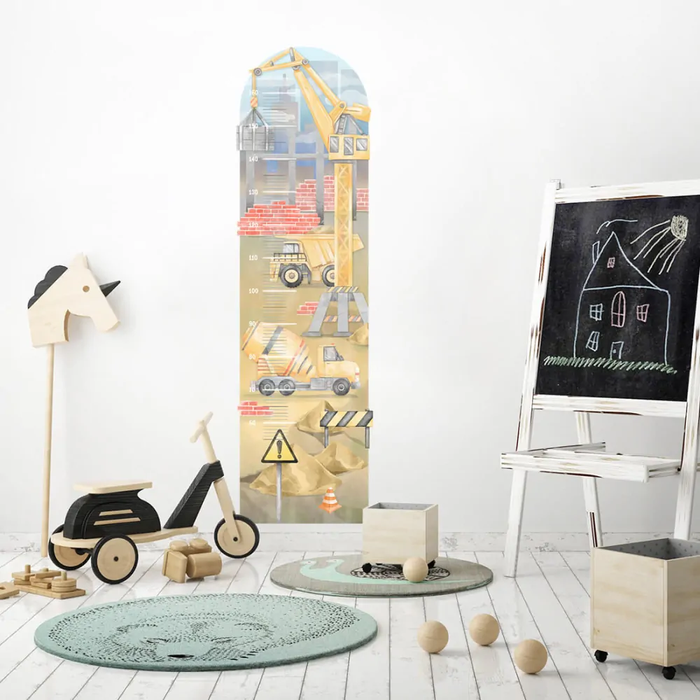 Samolepka na zeď metr - Stavební stroje, žluté