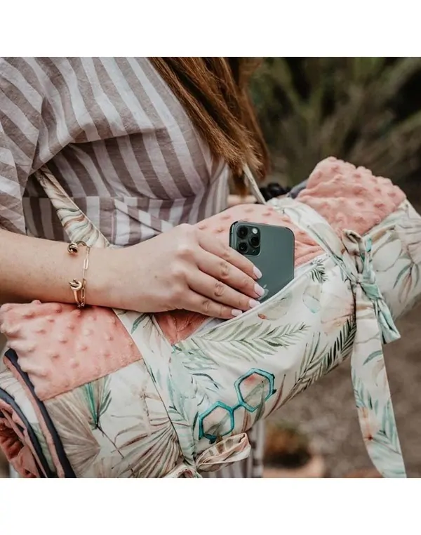 La Millou - Luxusní nepromokavá pikniková deka XL - Boho Palms Light/Deep Ocean