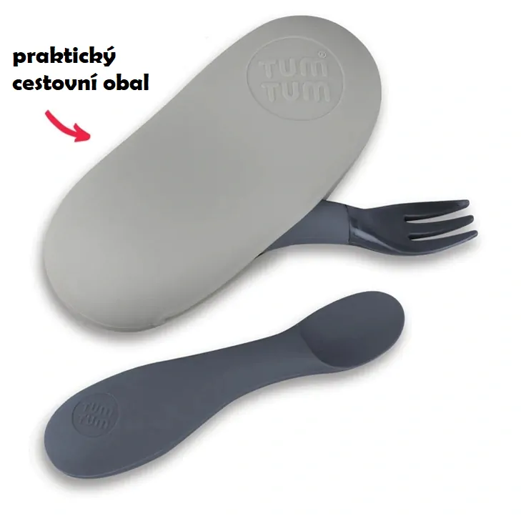 Tum Tum Jídelní příbor v pouzdru - Gray