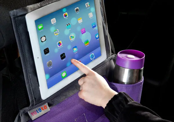 TULOKO Kapsář do auta pro děti + držák na tablet - fialový