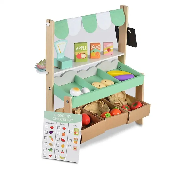 Dřevěný trhový stánek s doplňky Ecotoys